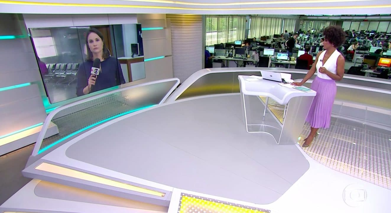 Maju na estreia do Jornal Hoje (30) (Foto: Reprodução/ Globo) Maju na estreia do Jornal Hoje (30) (Foto: Reprodução/ Globo)