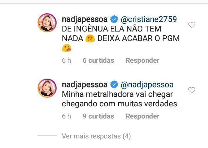 Nadja Pessoa estaria muito chateada com provocações de bailarina do Dancing Brasil que está na final com Vinicius D`Black Nadja Pessoa estaria muito chateada com provocações de bailarina do Dancing Brasil que está na final com Vinicius D`Black