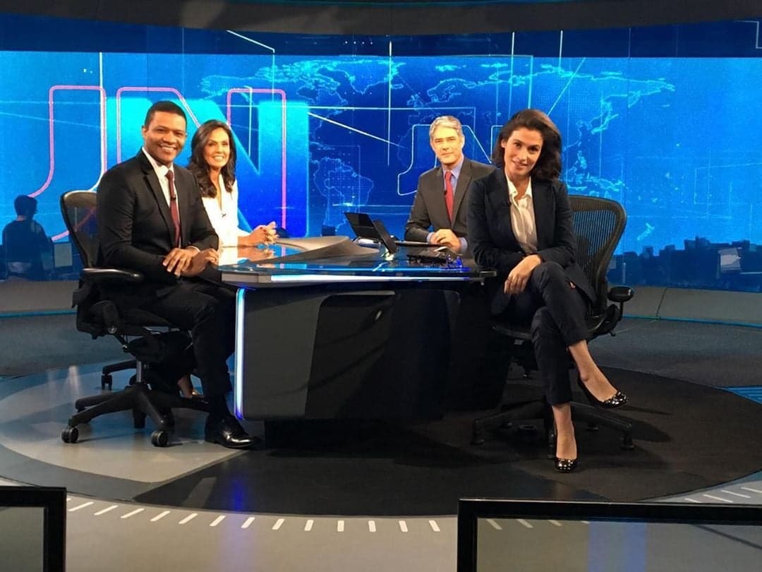 Jornal Nacional, Globo, Márcio Bomfim, Cristina Ranzolin, William Bonner e Renata Vascocellos Jornal Nacional, Globo, Márcio Bomfim, Cristina Ranzolin, William Bonner e Renata Vascocellos