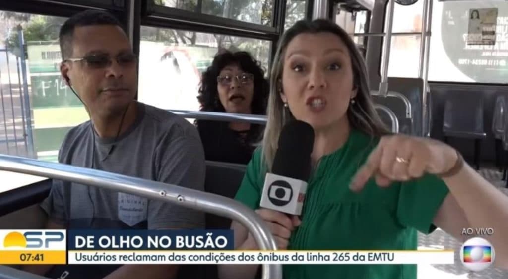 Passageira de ônibus interrompe gravação da Globo e dá bronca ao vivo em repórter