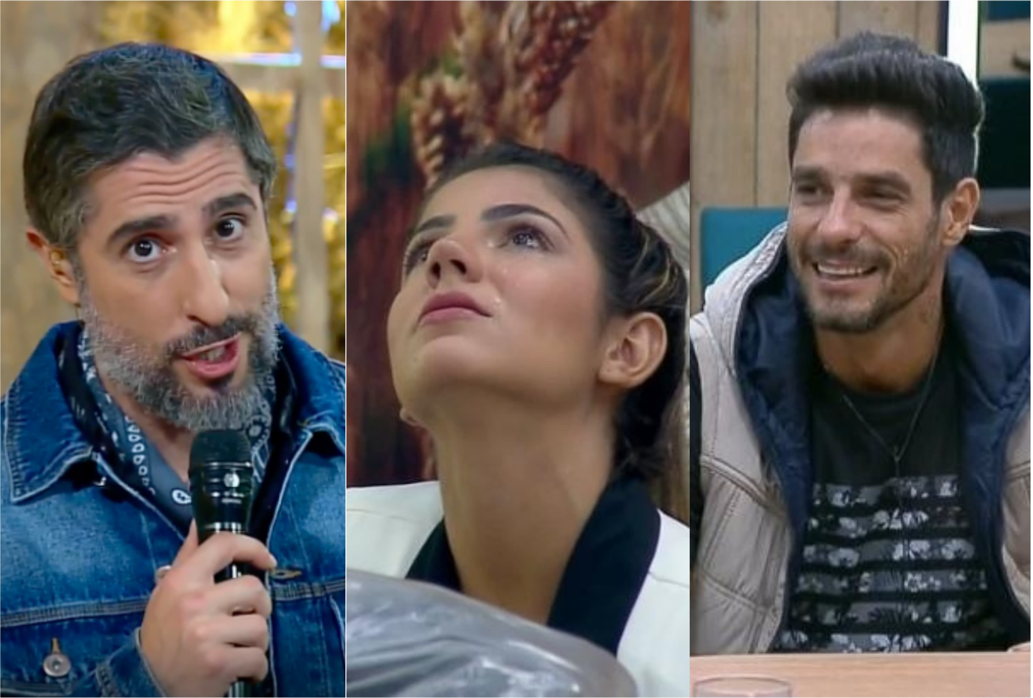 Marcos Mion é enganado ao vivo por Diego Grossi e Hariany Almeida é detonada por Lucas Viana em A Fazenda 11 (Montagem: TV Foco) Marcos Mion é enganado ao vivo por Diego Grossi e Hariany Almeida é detonada por Lucas Viana em A Fazenda 11 (Montagem: TV Foco)