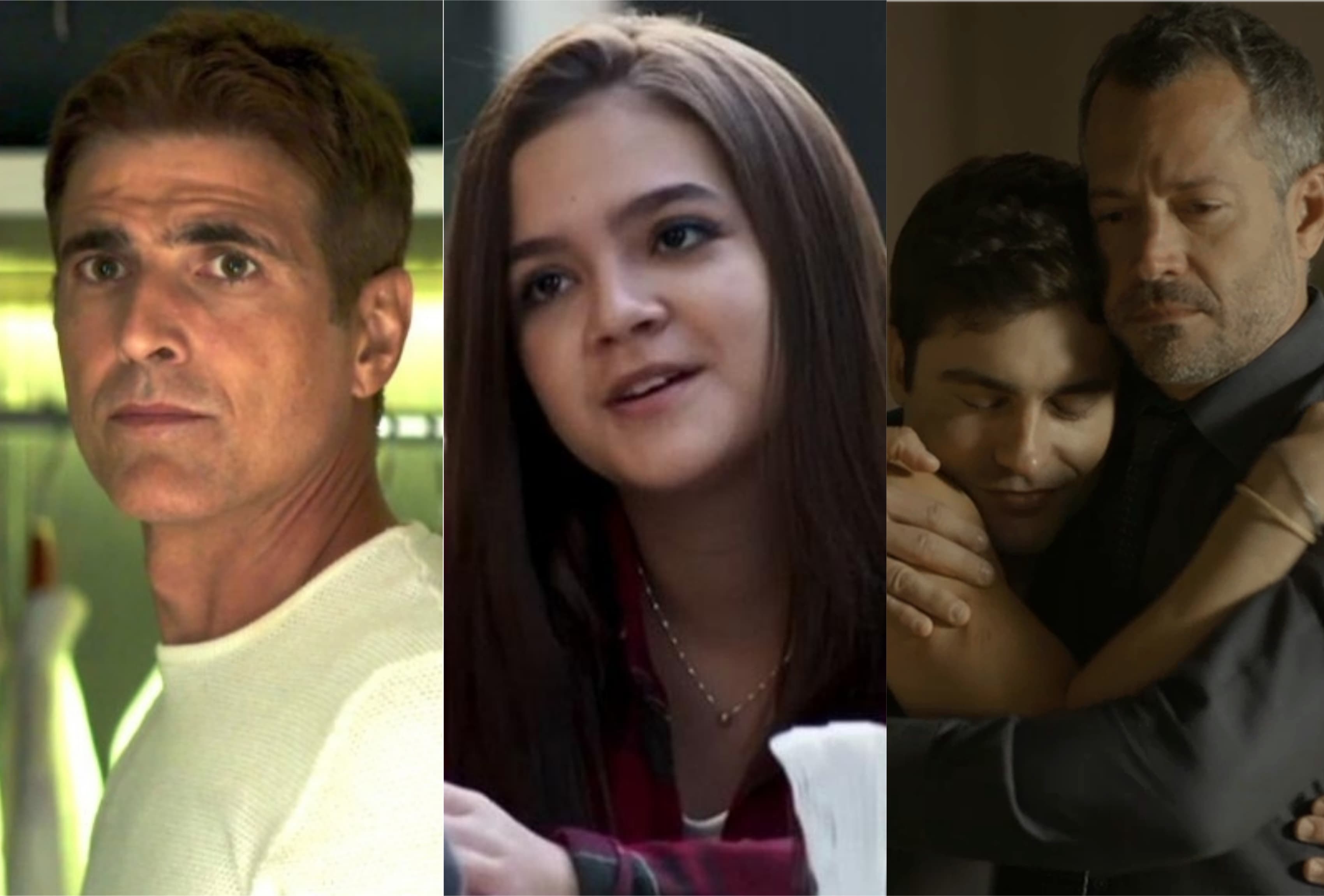 Régis (Reynaldo Gianecchini) opina sobre casamento de Agno (Malvino Salvador) e Leandro (Guilherme Leicam) após pressão de Cássia (Mel Maia) em A Dona do Pedaço (Montagem: TV Foco) Régis (Reynaldo Gianecchini) opina sobre casamento de Agno (Malvino Salvador) e Leandro (Guilherme Leicam) após pressão de Cássia (Mel Maia) em A Dona do Pedaço (Montagem: TV Foco)