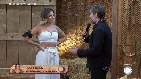 Tati Dias é eliminada de A Fazenda 11 (Reprodução: PlayPlus) Tati Dias é eliminada de A Fazenda 11 (Reprodução: PlayPlus)