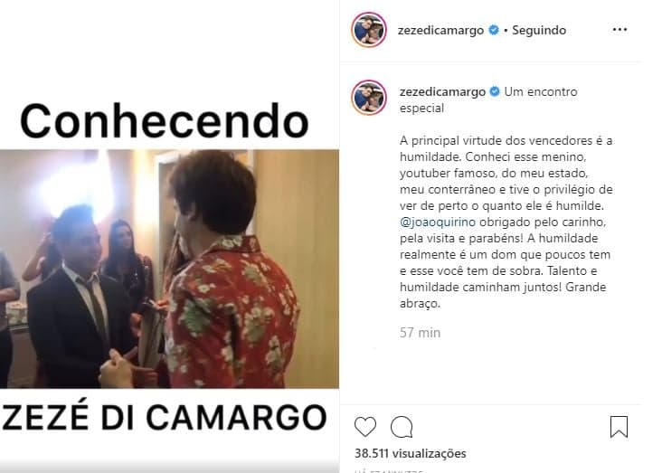 Pai de Wanessa Camargo, Zezé Di Camargo manda indireta para Zilu (Foto: Reprodução) Pai de Wanessa Camargo, Zezé Di Camargo manda indireta para Zilu (Foto: Reprodução)