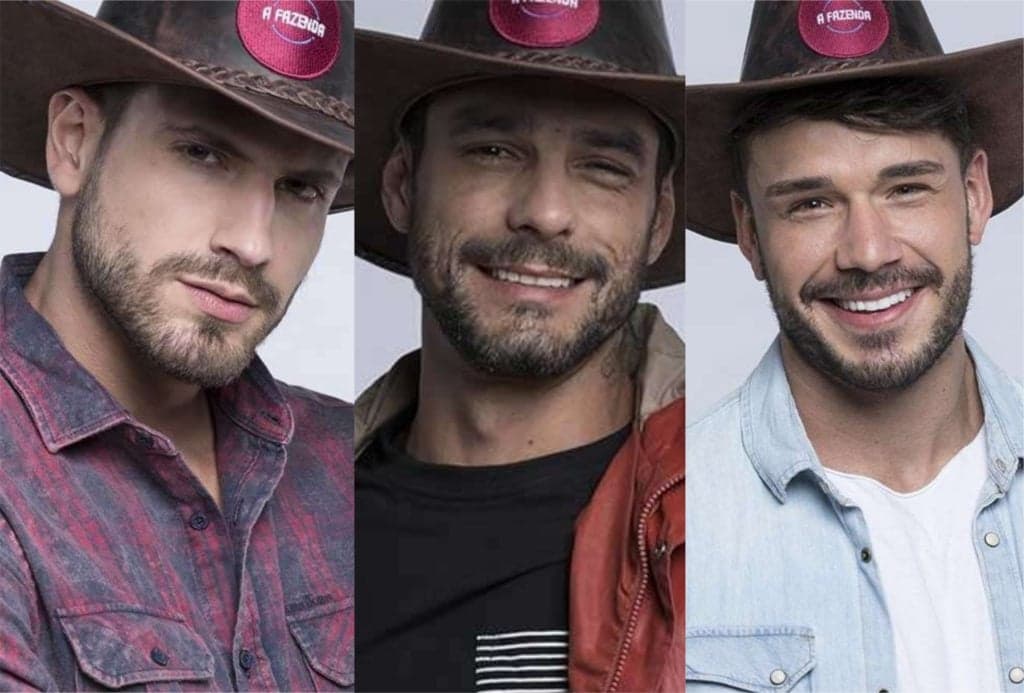Guilherme Leão, Lucas Viana e Diego Grossi estão na Roça de A Fazenda 11 (Montagem: TV Foco) Guilherme Leão, Lucas Viana e Diego Grossi estão na Roça de A Fazenda 11 (Montagem: TV Foco)