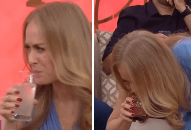 Angélica cai em brincadeira de Fátima Bernardes e cospe suco de limão; veja