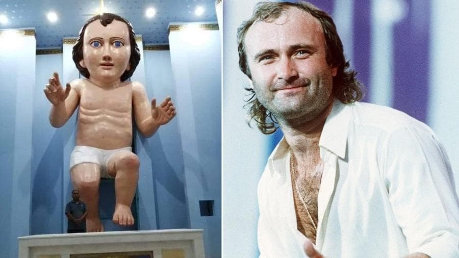 Estátua de Jesus em igreja mexicana ficou parecida com Phil Collins (Foto: Reprodução) Estátua de Jesus em igreja mexicana ficou parecida com Phil Collins (Foto: Reprodução)