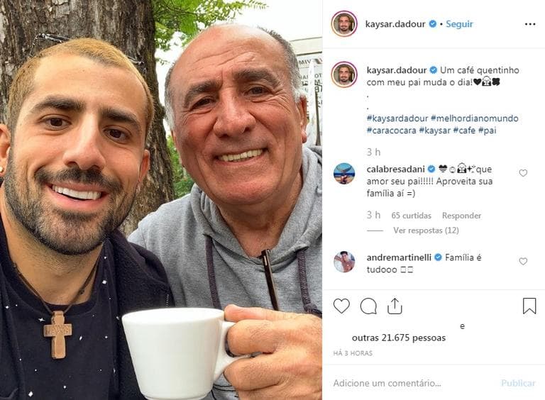 Kaysar posa com o pai e semelhança impressiona Reprodução/Instagram Kaysar posa com o pai e semelhança impressiona Reprodução/Instagram