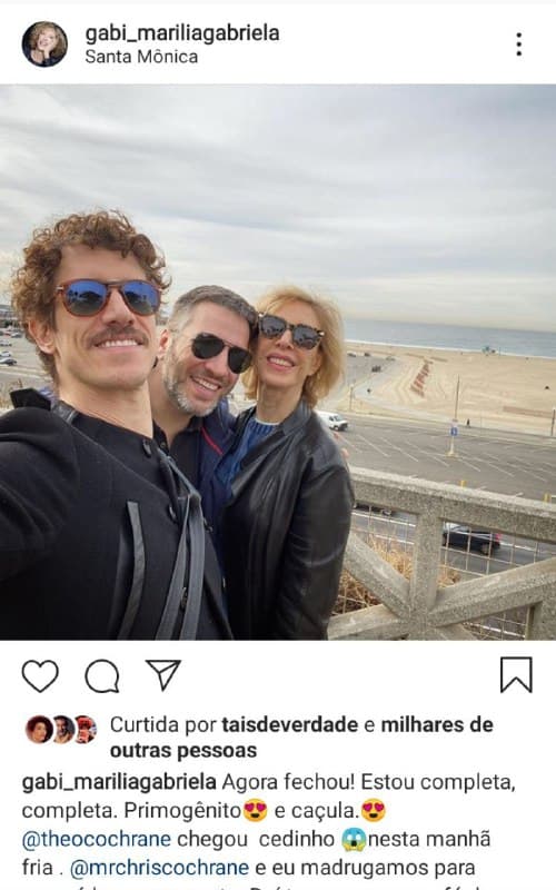 Marília Gabriela surgiu ao lado dos filhos, Theodoro e Christiano (Foto: Reprodução/ Instagram) Marília Gabriela surgiu ao lado dos filhos, Theodoro e Christiano (Foto: Reprodução/ Instagram)