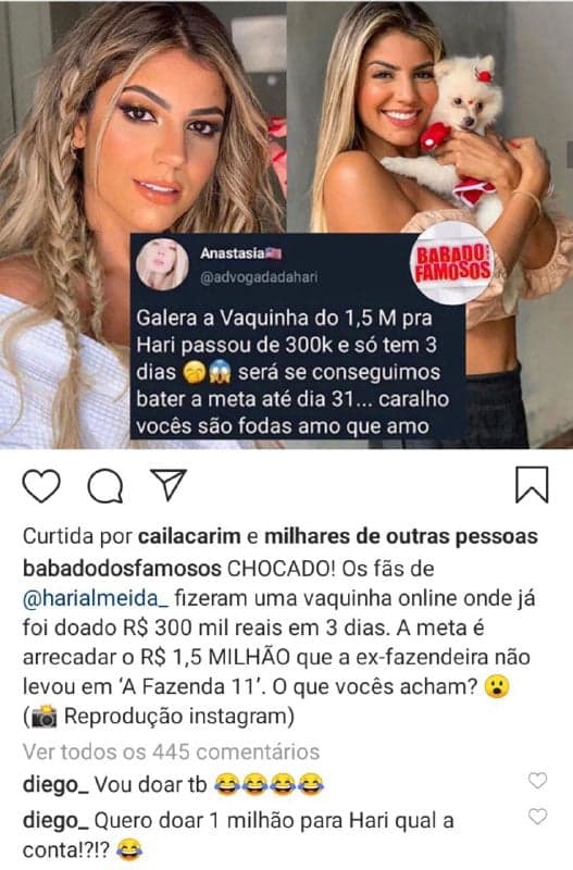 Hariany Almeida pode ganhar R$ 1,5 milhão (Foto: Reprodução/ Instagram) Hariany Almeida pode ganhar R$ 1,5 milhão (Foto: Reprodução/ Instagram)