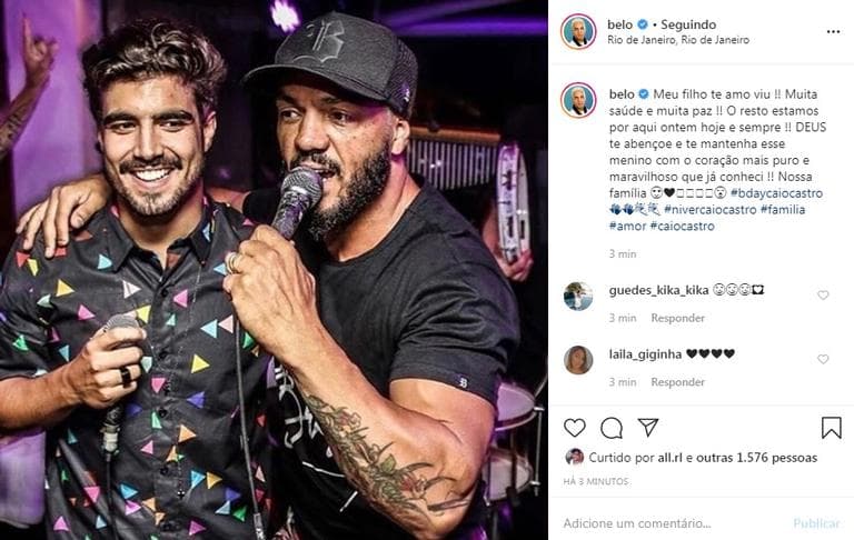 Belo parabeniza Caio Castro em seu aniversário e encanta (Foto: Instagram) Belo parabeniza Caio Castro em seu aniversário e encanta (Foto: Instagram)