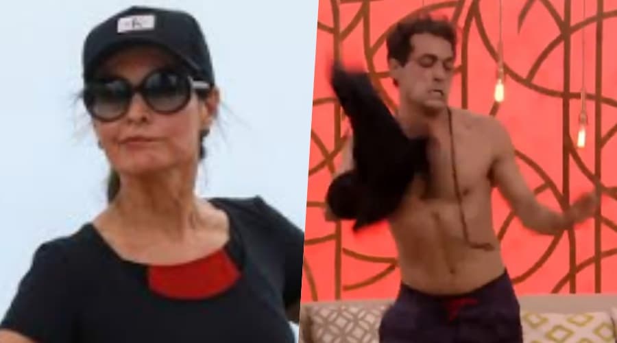 De férias, Fátima Bernardes é flagrada muito séria após ator tirar a roupa no palco do Encontro