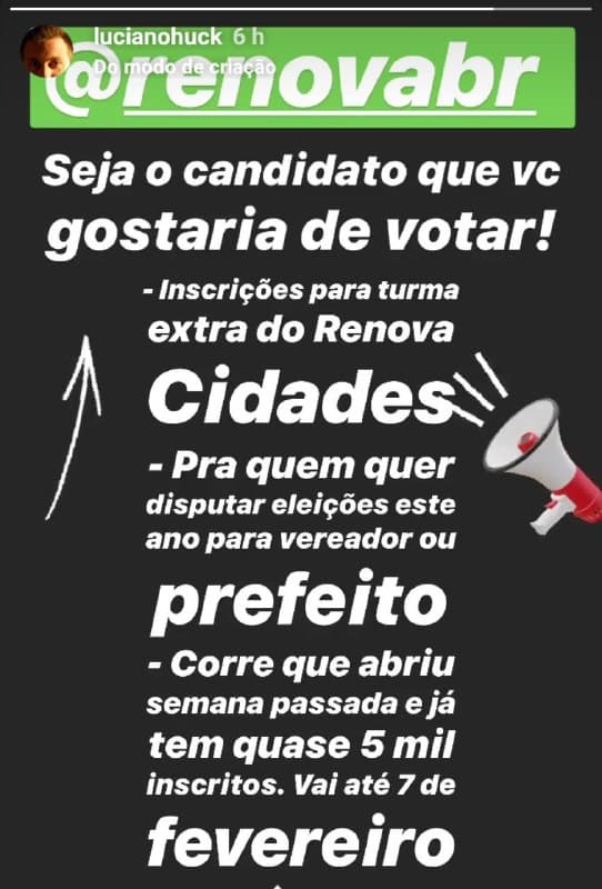 Luciano Huck tem investido em publicações sobre política em seu perfil (Foto: Reprodução/ Instagram) Luciano Huck tem investido em publicações sobre política em seu perfil (Foto: Reprodução/ Instagram)