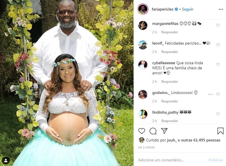 Péricles encanta seguidores ao relembrar ensaio fotográfico com esposa grávida: ''O mais sublime amor'' Foto:Reprodução/Instagram Péricles encanta seguidores ao relembrar ensaio fotográfico com esposa grávida: ''O mais sublime amor'' Foto:Reprodução/Instagram