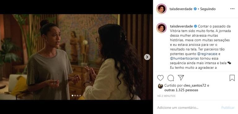 Taís Araujo agradece sua participação na novela Amor de Mãe (Foto: Instagram) Taís Araujo agradece sua participação na novela Amor de Mãe (Foto: Instagram)