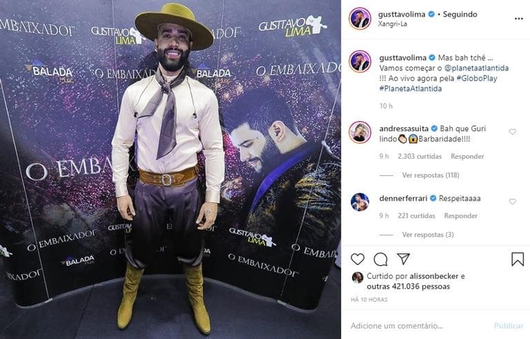 Gusttavo Lima usa look típico gaúcho e é elogiado na web Instagram Gusttavo Lima usa look típico gaúcho e é elogiado na web Instagram