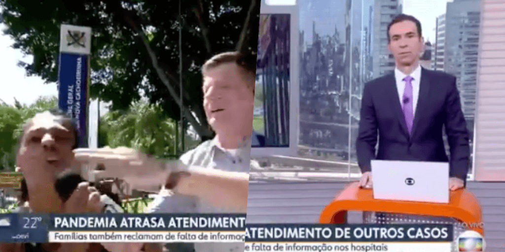 Urgente! Mulher invade link ao vivo, usa força brutal e repórter perde o chão: "Globo lixo, o Bolsonaro tem razão"