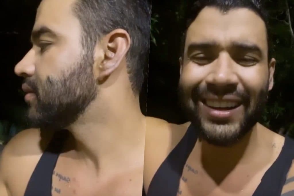 Revelador! Gusttavo Lima surge em vídeo com Leonardo de sunga e mostra parte do corpo: "Olha o tamanho disso"