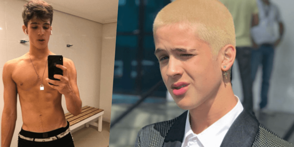 De unhas pintadas, sem roupa e com parte grande à mostra, João Guilherme, filho de Leonardo, faz intimação