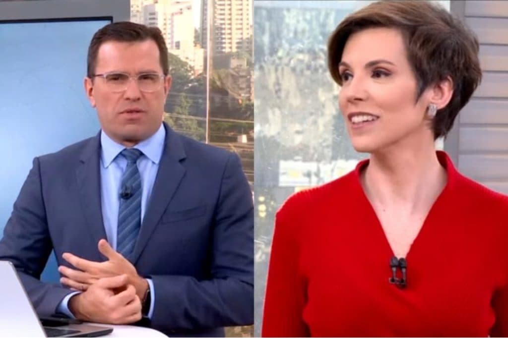 Rodrigo Bocardi e Gloria Vanique discutem ao vivo em jornal da Globo, e repórter dispara: "Vem sentir na pele"