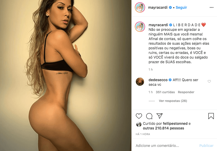 A famosa empresária e ex-mulher de Arthur Aguiar, da Globo, Mayra Cardi deixou os seus seguidores de queixo caído após compartilhar foto sem calcinha nas redes sociais (Foto: Reprodução/Instagram) A famosa empresária e ex-mulher de Arthur Aguiar, da Globo, Mayra Cardi deixou os seus seguidores de queixo caído após compartilhar foto sem calcinha nas redes sociais (Foto: Reprodução/Instagram)