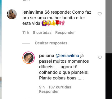 Poliana Rocha, esposa de Leonardo e mãe de Zé Felipe, respondeu internauta (Reprodução) Poliana Rocha, esposa de Leonardo e mãe de Zé Felipe, respondeu internauta (Reprodução)