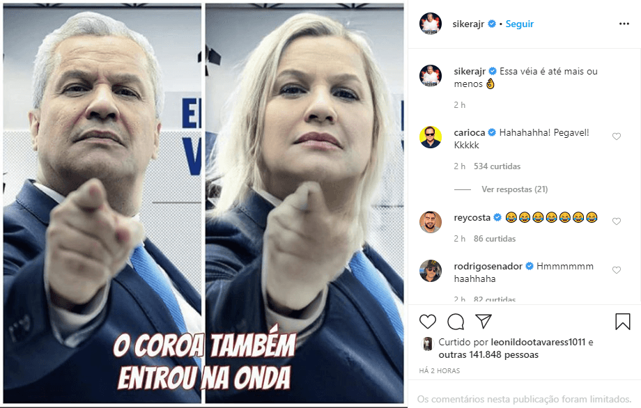 Sikêra Jr. mostrou sua versão feminina (Foto: Reprodução/ Instagram) Sikêra Jr. mostrou sua versão feminina (Foto: Reprodução/ Instagram)