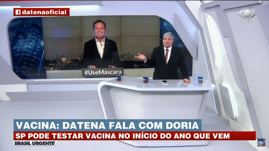 João Dória participou do programa Brasil Urgente com Datena (Foto: Divulgação) João Dória participou do programa Brasil Urgente com Datena (Foto: Divulgação)