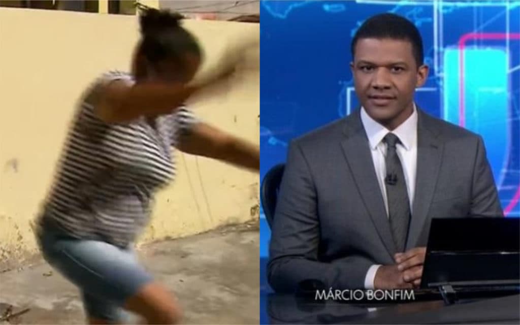 Ao vivo, rato vai pra cima de mulher que pula e perde o controle em telejornal na Globo: "Socorro"