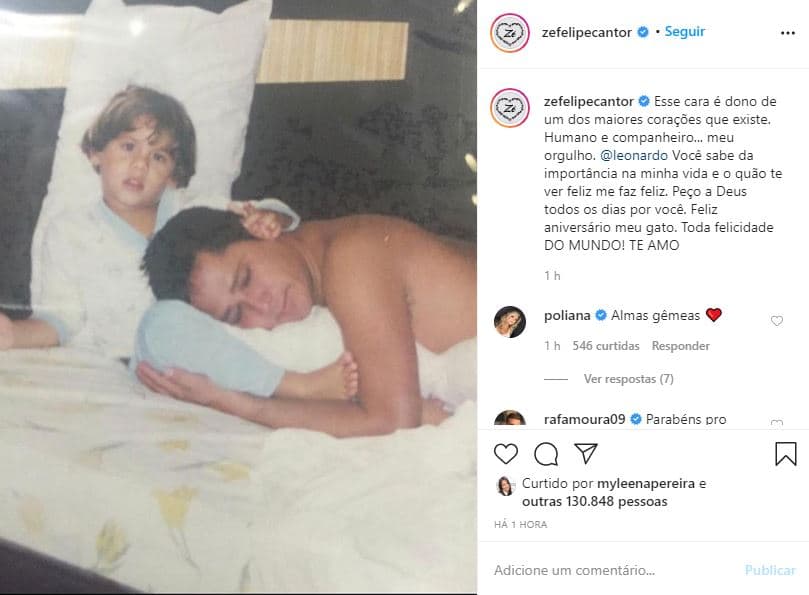 Zé Felipe com o pai, Leonardo em foto antiga (Foto: Reprodução) Zé Felipe com o pai, Leonardo em foto antiga (Foto: Reprodução)