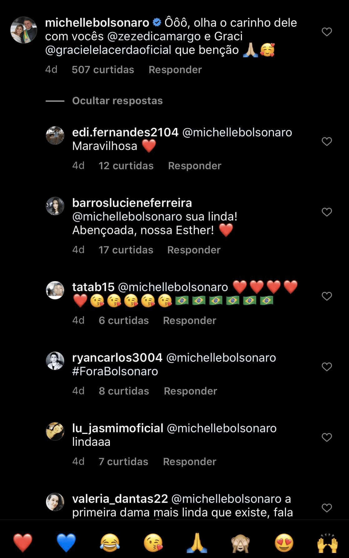 Michelle Bolsonaro mandou um recado para Graciele Lacerda e Zezé (Foto: reprodução/Instagram) Michelle Bolsonaro mandou um recado para Graciele Lacerda e Zezé (Foto: reprodução/Instagram)