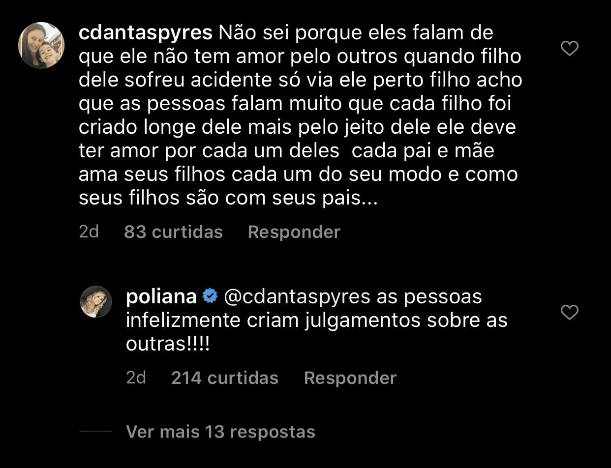 Poliana Rocha comentou sobre a suposta rejeição de Leonardo com os filhos (Foto: reprodução/Instagram) Poliana Rocha comentou sobre a suposta rejeição de Leonardo com os filhos (Foto: reprodução/Instagram)