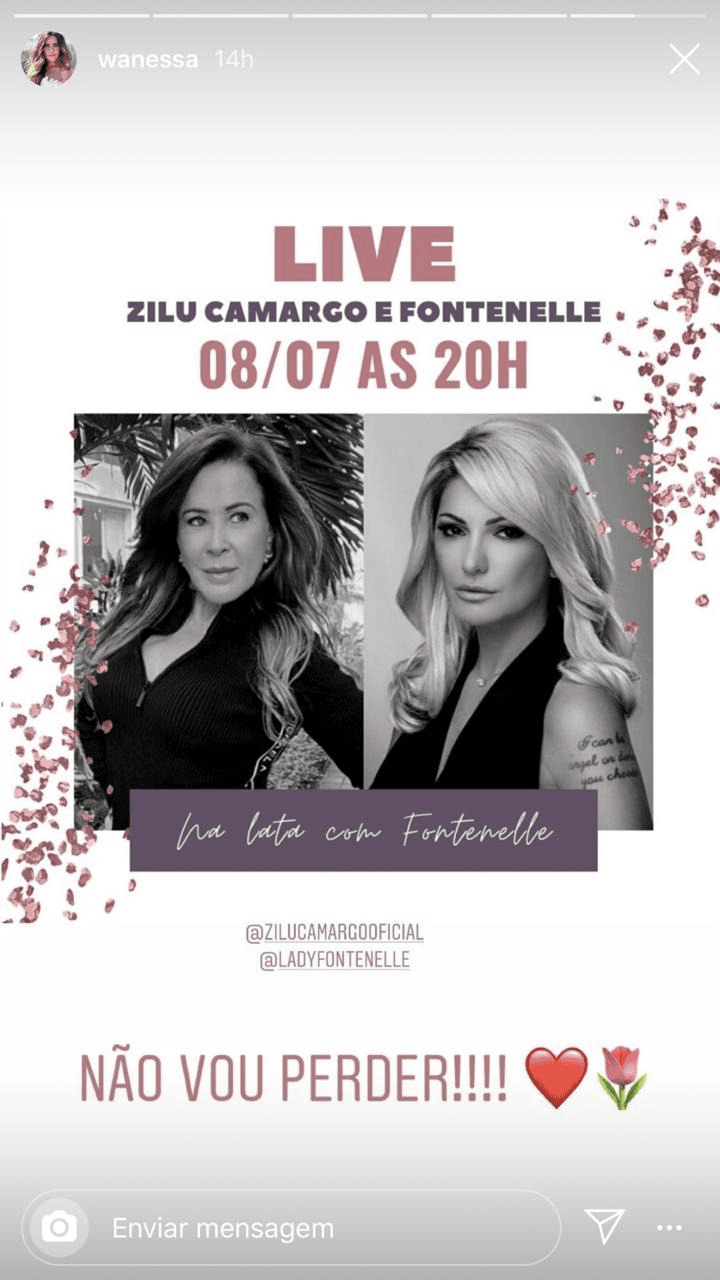 Wanessa compartilhou o anúncio da transmissão ao vivo de Zilu (Foto: reprodução/Instagram) Wanessa compartilhou o anúncio da transmissão ao vivo de Zilu (Foto: reprodução/Instagram)