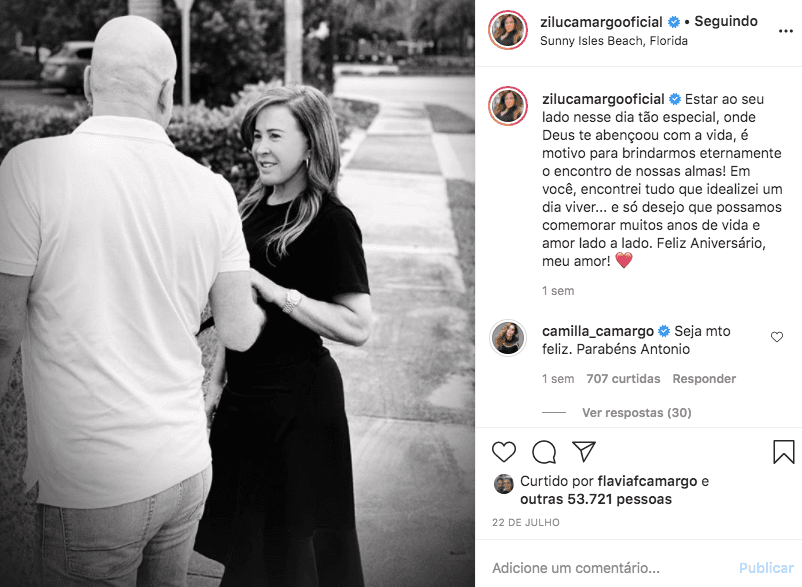 Zilu se declarou ao namorado e foi apoiada pela filha Camila Camargo (Foto: reprodução/Instagram) Zilu se declarou ao namorado e foi apoiada pela filha Camila Camargo (Foto: reprodução/Instagram)