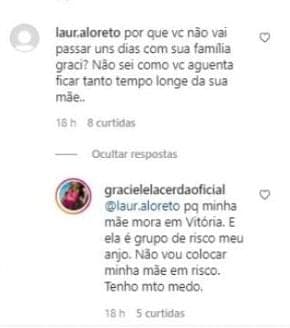 Graciele Lacerda contou que se afastou da mãe para protegê-la de doença Graciele Lacerda contou que se afastou da mãe para protegê-la de doença