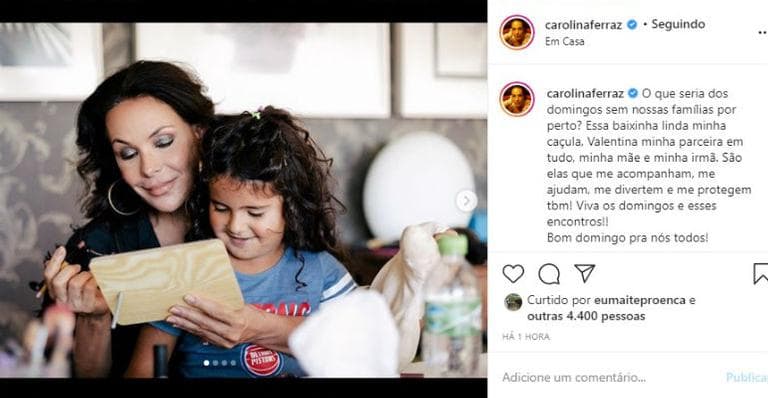 Discreta em relação a vida pessoa, Carolina Ferraz encanta ao surgir ao lado da filha (Foto: Reprodução/ Instagram) Discreta em relação a vida pessoa, Carolina Ferraz encanta ao surgir ao lado da filha (Foto: Reprodução/ Instagram)