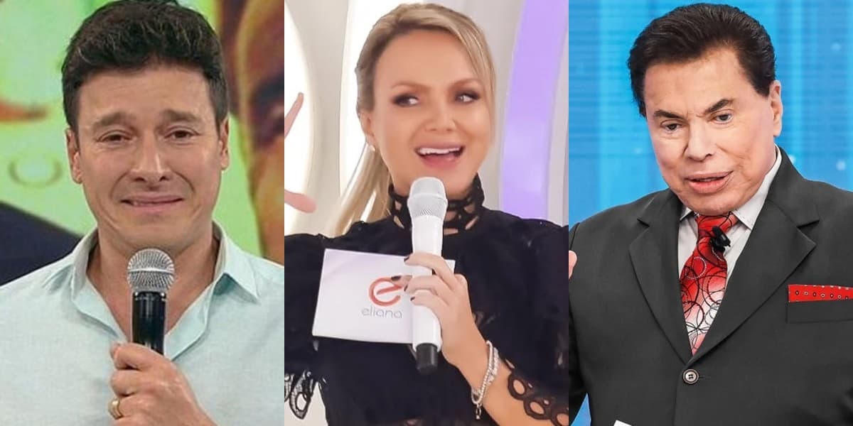 Rodrigo Faro, Eliana e Silvio Santos em seus dominicais; loira foi vice-líder de audiência e desbancou até o patrão (Foto: Reprodução/Record/SBT) Rodrigo Faro, Eliana e Silvio Santos em seus dominicais; loira foi vice-líder de audiência e desbancou até o patrão (Foto: Reprodução/Record/SBT)