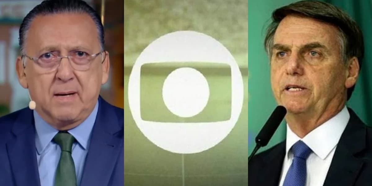 Galvão Bueno, principal nome do esporte da Globo, e o presidente Jair Bolsonaro; emissora acionou a Turner na Justiça por exclusividade do futebol (Foto: Reprodução/Globo) Galvão Bueno, principal nome do esporte da Globo, e o presidente Jair Bolsonaro; emissora acionou a Turner na Justiça por exclusividade do futebol (Foto: Reprodução/Globo)