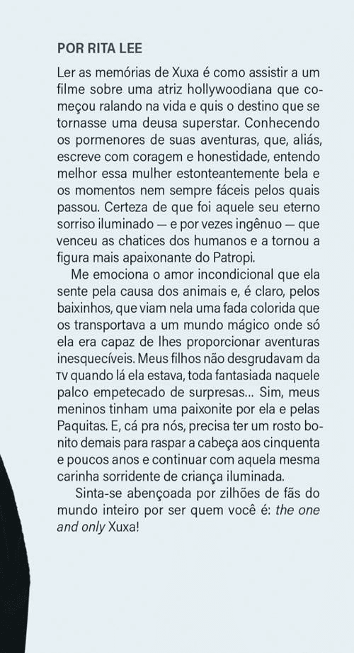 Rita Lee escreveu o prefácio do livro de Xuxa (Foto: reprodução) Rita Lee escreveu o prefácio do livro de Xuxa (Foto: reprodução)