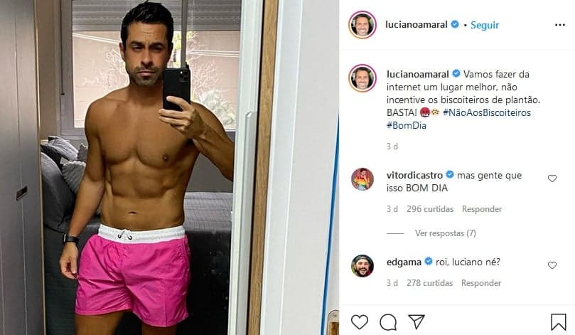Luciano Amaral exibindo os seus músculos em foto provocante (Imagem: Reprodução) Luciano Amaral exibindo os seus músculos em foto provocante (Imagem: Reprodução)