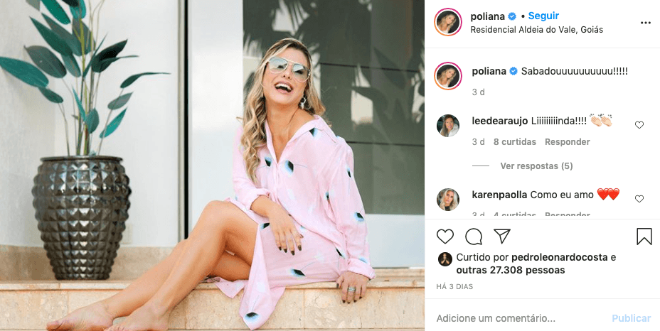 Poliana Rocha em publicação no Instagram (Foto: Reprodução) Poliana Rocha em publicação no Instagram (Foto: Reprodução)