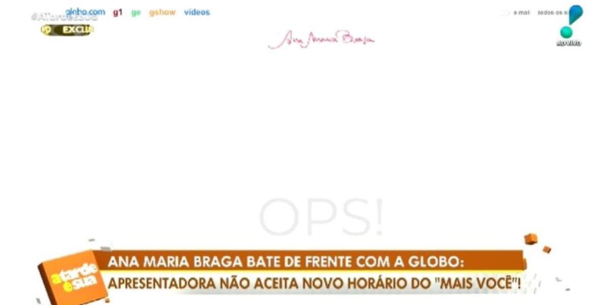 Anúncio de Ana Maria Braga até foi retirado do ar na última horas (Foto: Reprodução/RedeTV!) Anúncio de Ana Maria Braga até foi retirado do ar na última horas (Foto: Reprodução/RedeTV!)
