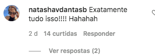 comentou na postagem de Bia Bonemer (Reprodução) comentou na postagem de Bia Bonemer (Reprodução)