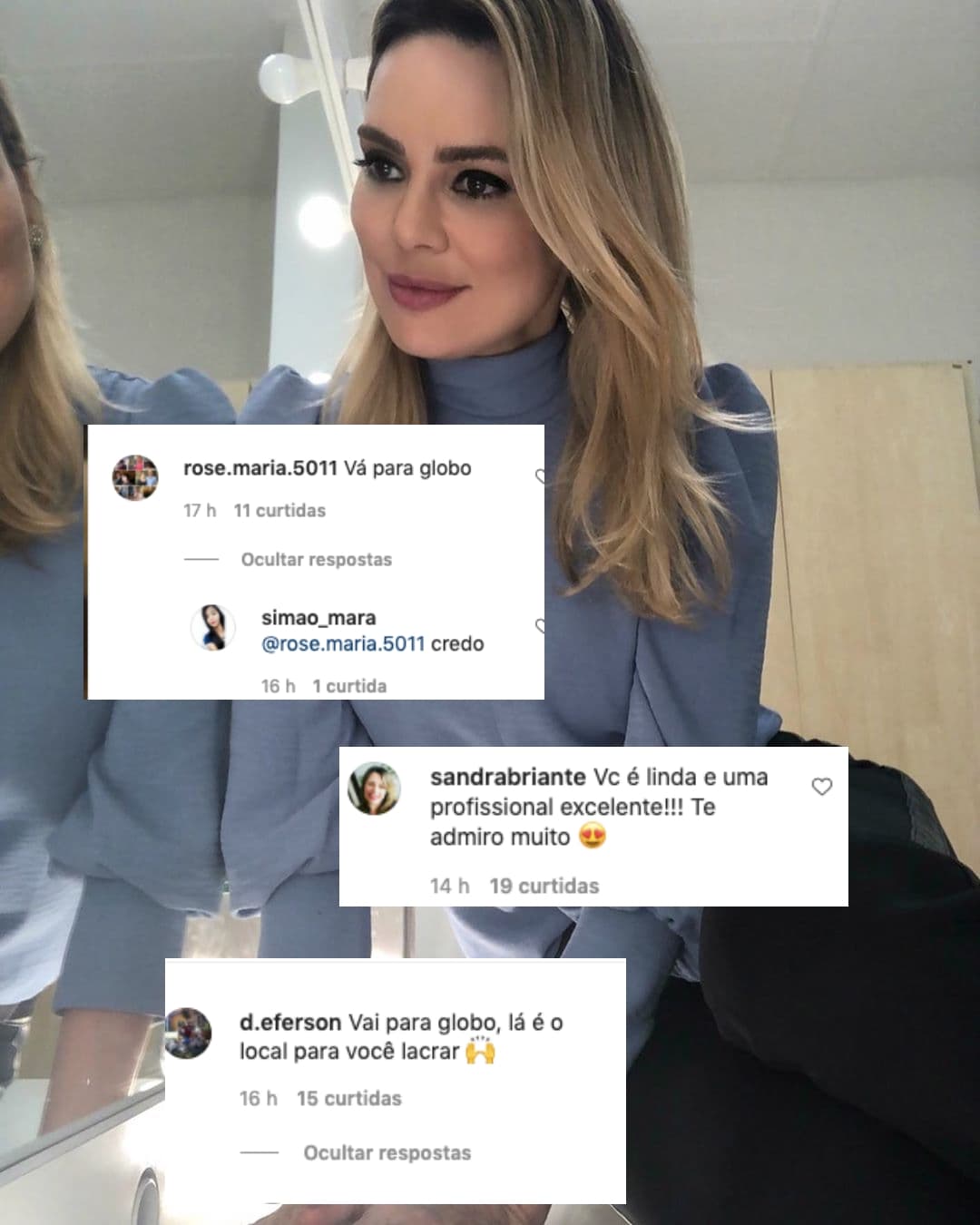 Rachel Sheherazade recebeu alguns comentários lhe mandando ir para a Globo (Foto: reprodução/Instagram) Rachel Sheherazade recebeu alguns comentários lhe mandando ir para a Globo (Foto: reprodução/Instagram)