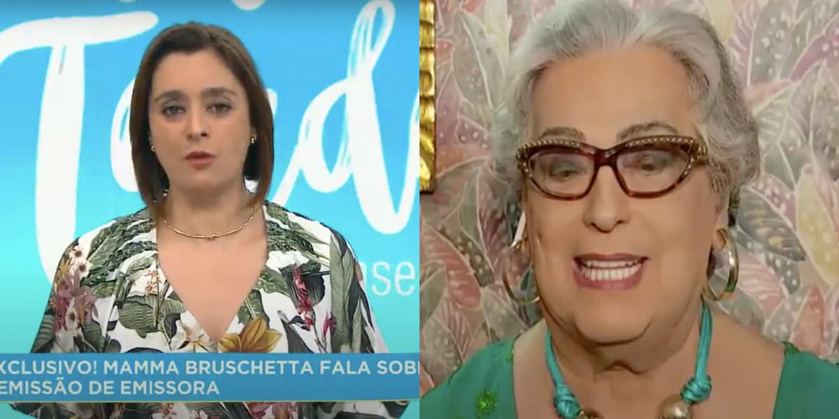 Catia Fonseca e Mamma Bruschetta dividiram espaço no 'Melhor da Tarde' (Foto: reprodução/Band) Catia Fonseca e Mamma Bruschetta dividiram espaço no 'Melhor da Tarde' (Foto: reprodução/Band)