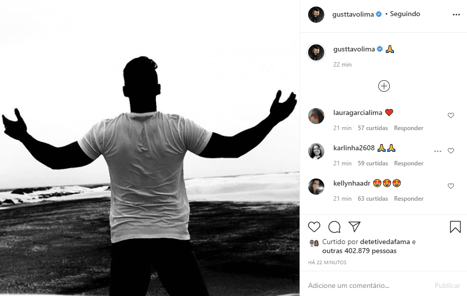 Gusttavo Lima postou foto enigmática e detalhe na mão esquerda chamou atenção (Foto: Reprodução/ Instagram) Gusttavo Lima postou foto enigmática e detalhe na mão esquerda chamou atenção (Foto: Reprodução/ Instagram)