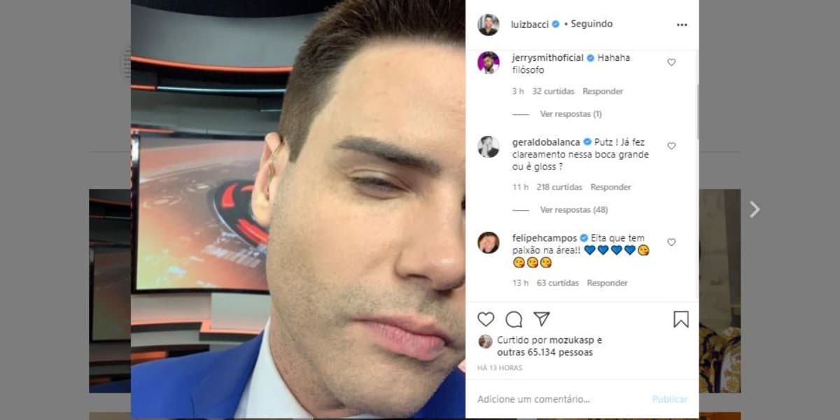 Luiz Bacci divertiu os amigos nas redes sociais (Foto: Reprodução/Instagram) Luiz Bacci divertiu os amigos nas redes sociais (Foto: Reprodução/Instagram)