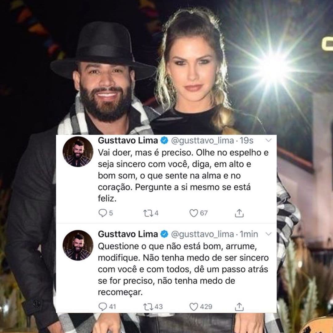 Gusttavo Lima se pronunciou sobre o fim com Andressa Suita (Foto: reprodução/Twitter) Gusttavo Lima se pronunciou sobre o fim com Andressa Suita (Foto: reprodução/Twitter)
