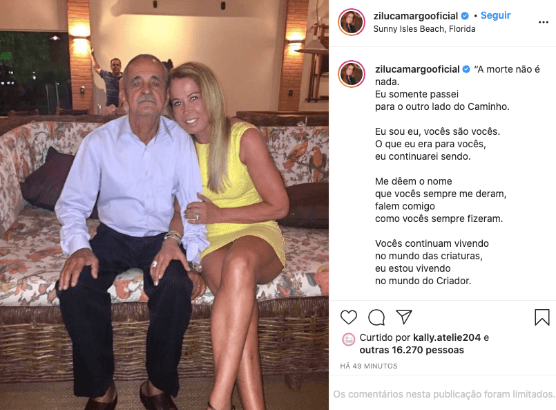 Zilu faz homenagem a Seu Francisco que faleceu na última segunda-feira, 23 (Reprodução) Zilu faz homenagem a Seu Francisco que faleceu na última segunda-feira, 23 (Reprodução)