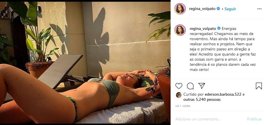 Regina Volpato levou os seguidores à loucura com ousado clique (Foto: Reprodução) Regina Volpato levou os seguidores à loucura com ousado clique (Foto: Reprodução)